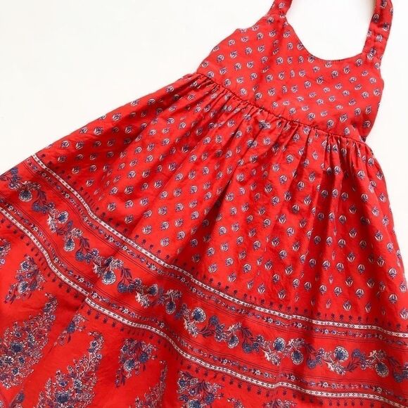 Old Navy red/blue floral print halter dress EUC 2T - Picture 2 of 4